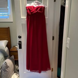 Red Strapless Bridesmaids Dress